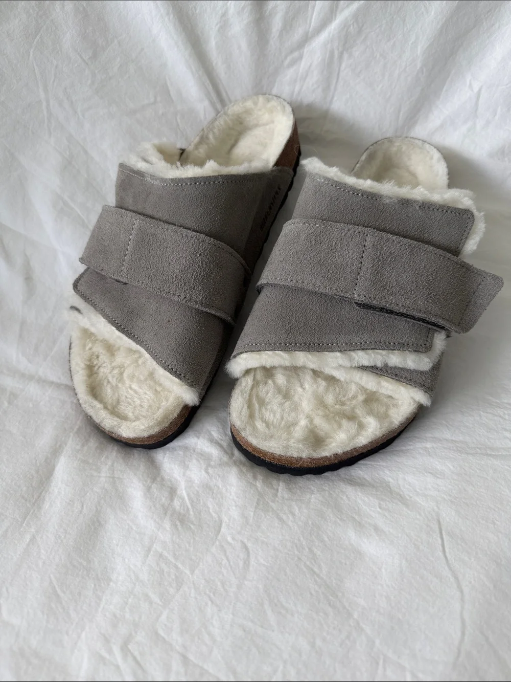 Men’s Birkenstock Cozy Grey Shearling-Lined Slide Sandals